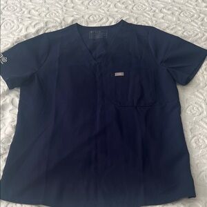 Figs Navy Blue V-Neck  scrub top.